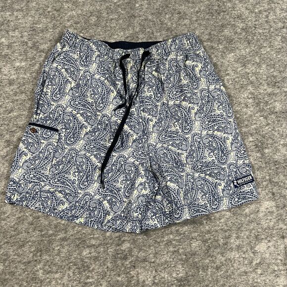 Tommy Hilfiger Men's Swim Shorts Size Small Blue Paisley‎ Drawstring - Picture 1 of 7